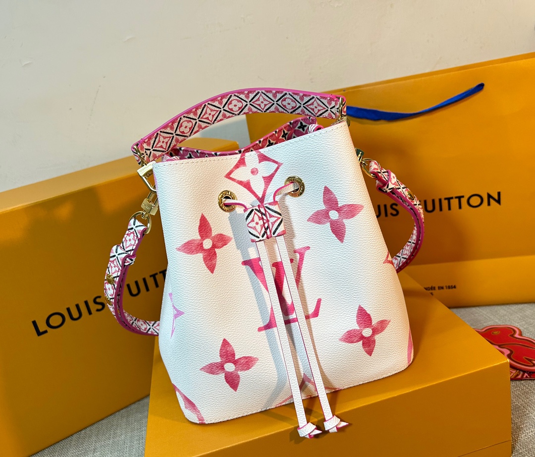 Louis Vuitton LV NeoNoe Bucket Bags Pink Printing Canvas M22986