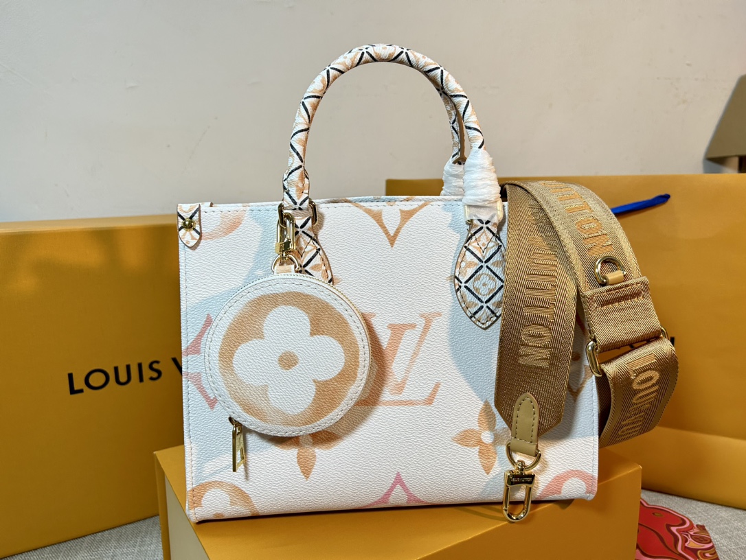 Top Sale
 Louis Vuitton LV Onthego Bags Handbags Apricot Color Canvas M22976