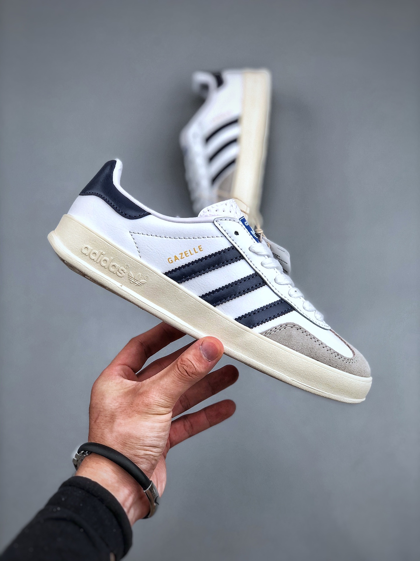 板鞋, 休闲板鞋, FV1242, Adidas Originals Gazelle Indoor, Adidas Originals Gazelle, adidas Originals - 阿迪达斯 Adidas Originals Gazelle 轻便舒适 休闲板鞋 男女同款 白黑灰拼接 FV1242