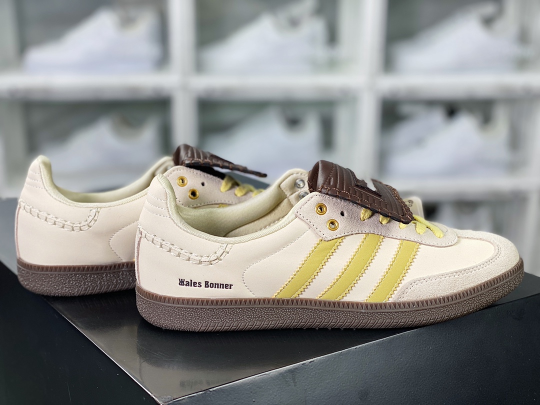 Wales Bonner x 【Adidas】 Originals Samba Classic ”Ecrtin Brown” Samba Dancing Shoes ”Beige Light Yellow Caramel Bottom” ID0217