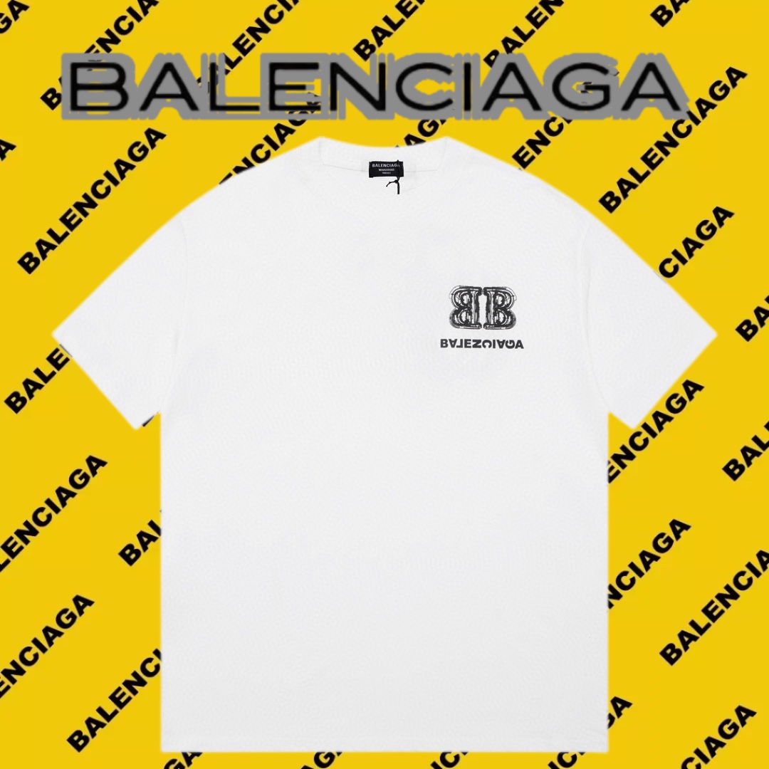 Balenciaga Abbigliamento T-Shirt Nero Bianco Unisex Cotone Collezione Primavera/Estate Maniche corte