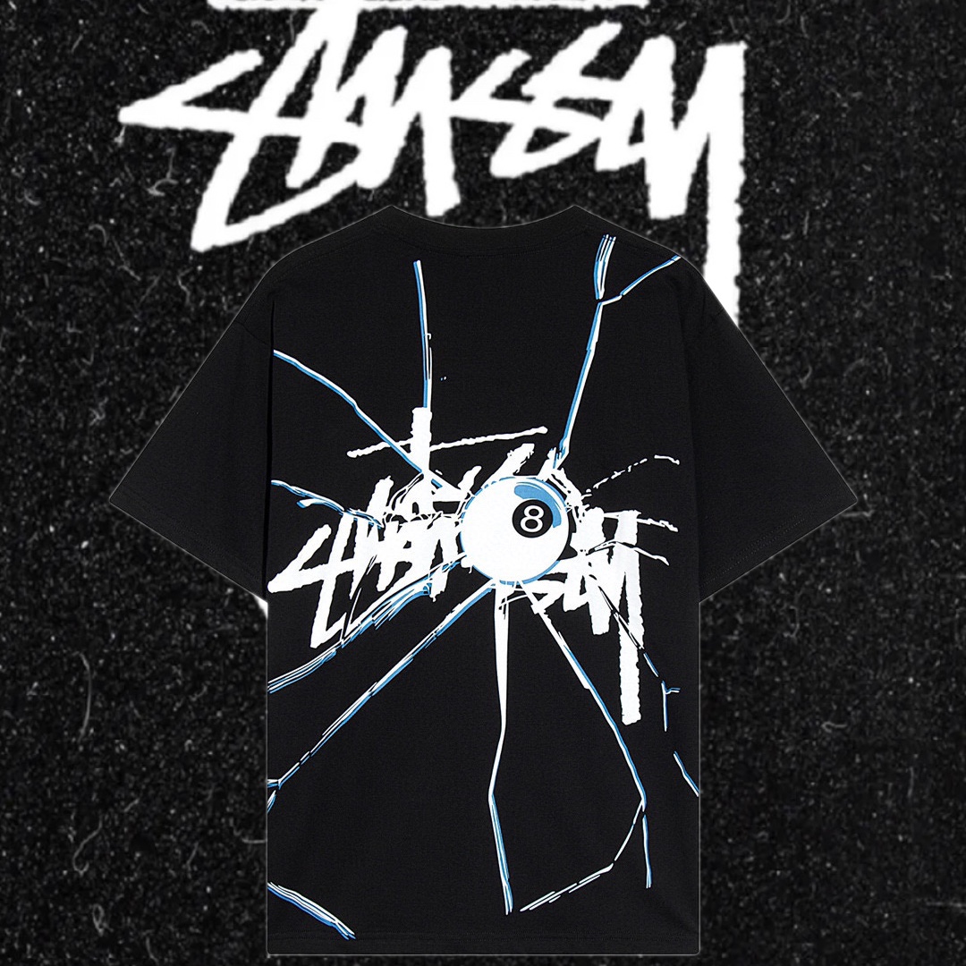 Fallo di alta qualità
 Stussy Abbigliamento T-Shirt Nero Bianco Stampa Unisex Cotone Maniche corte