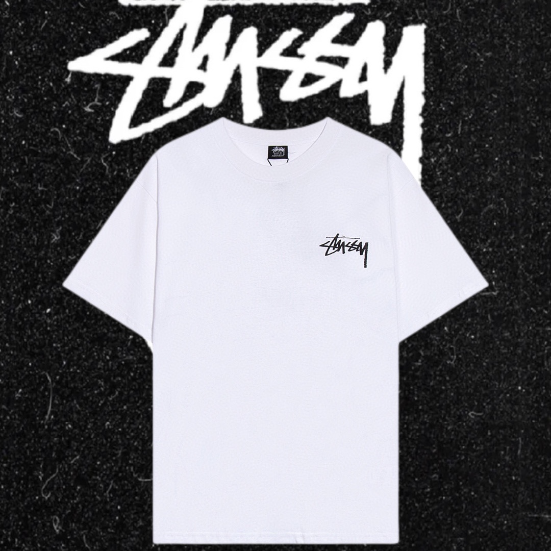 Stussy Abbigliamento T-Shirt Nero Bianco Stampa Unisex Cotone Maniche corte