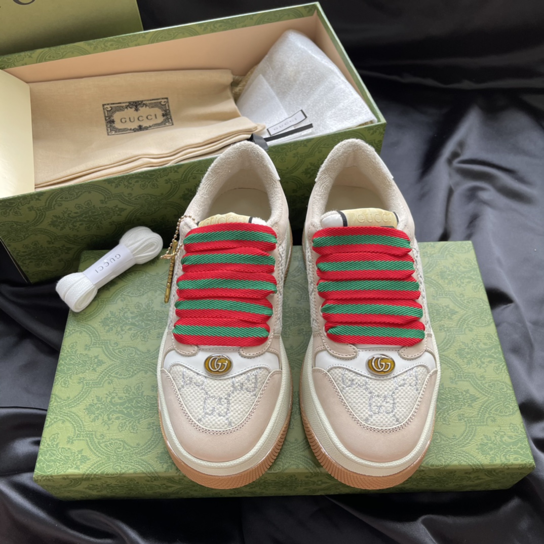 GUCCI Platform Leather Terry Cloth Dirty Sneakers Women's
