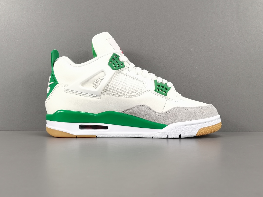 X版顶级AJ4绿白NikeSBxJordanAirJordan4“PineGreen联名款中帮潮流复古篮