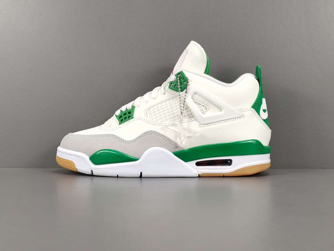 X版顶级AJ4绿白NikeSBxJordanAirJordan4“PineGreen联名款中帮潮流复古篮