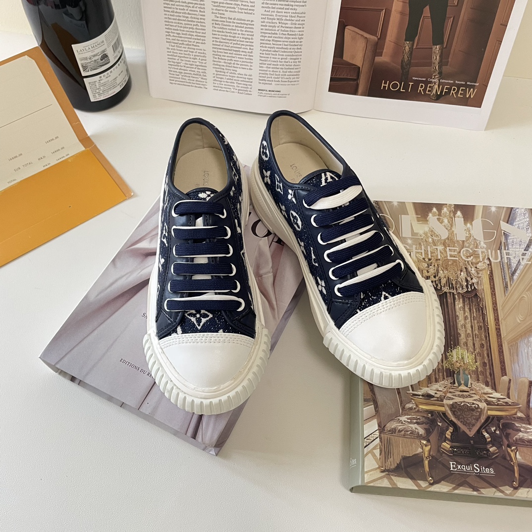 Louis Vuitton Sneakers Casual Shoes Printing Canvas Genuine Leather Sheepskin Casual