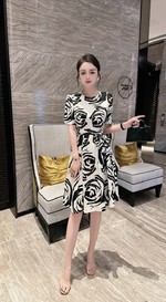 Chanel Store
 Clothing Dresses Best Replica 1:1
 Black Printing Spring/Summer Collection Fashion