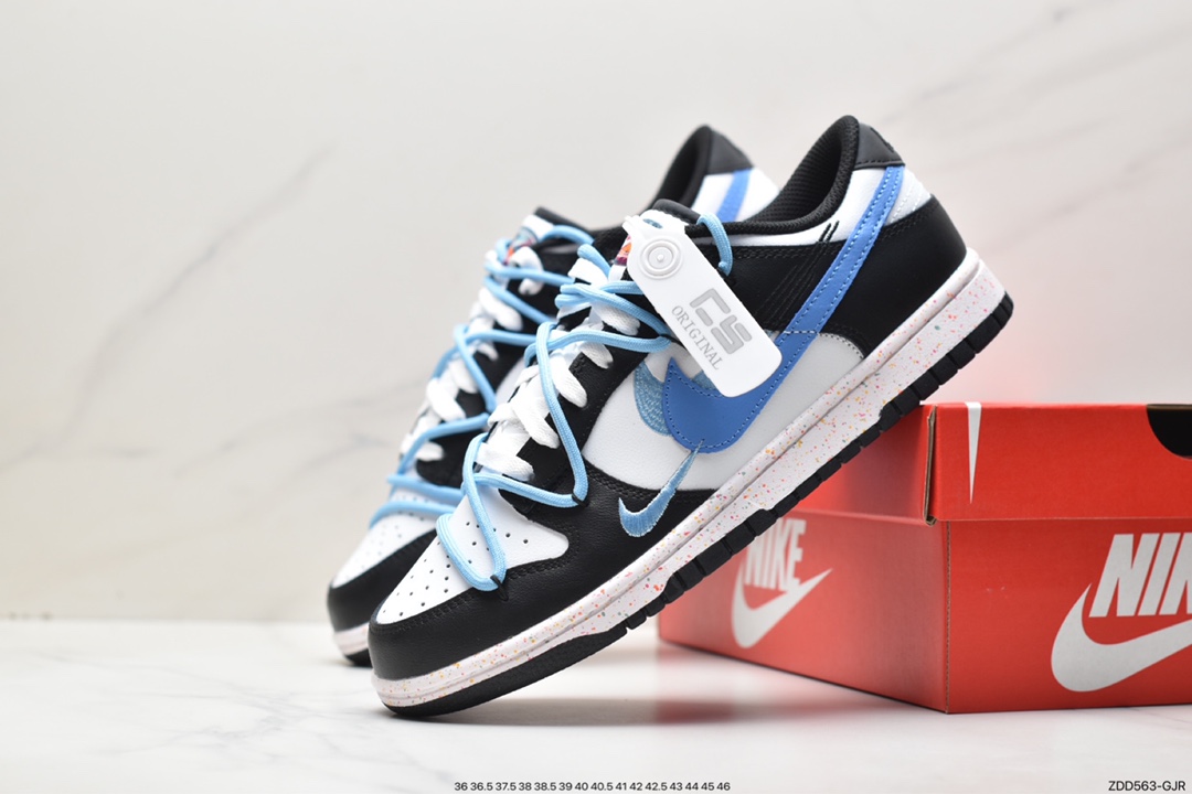 板鞋, Swoosh, Nike Dunk Low Multi-Color Swoosh, Nike Dunk Low, Nike Dunk, NIKE, FD4623-137, Dunk - 耐克 Nike Dunk Low Multi-Color Swoosh 活力三勾 海盐蓝 防滑耐磨 低帮 休闲运动板鞋 女款 黑白蓝 FD4623-137