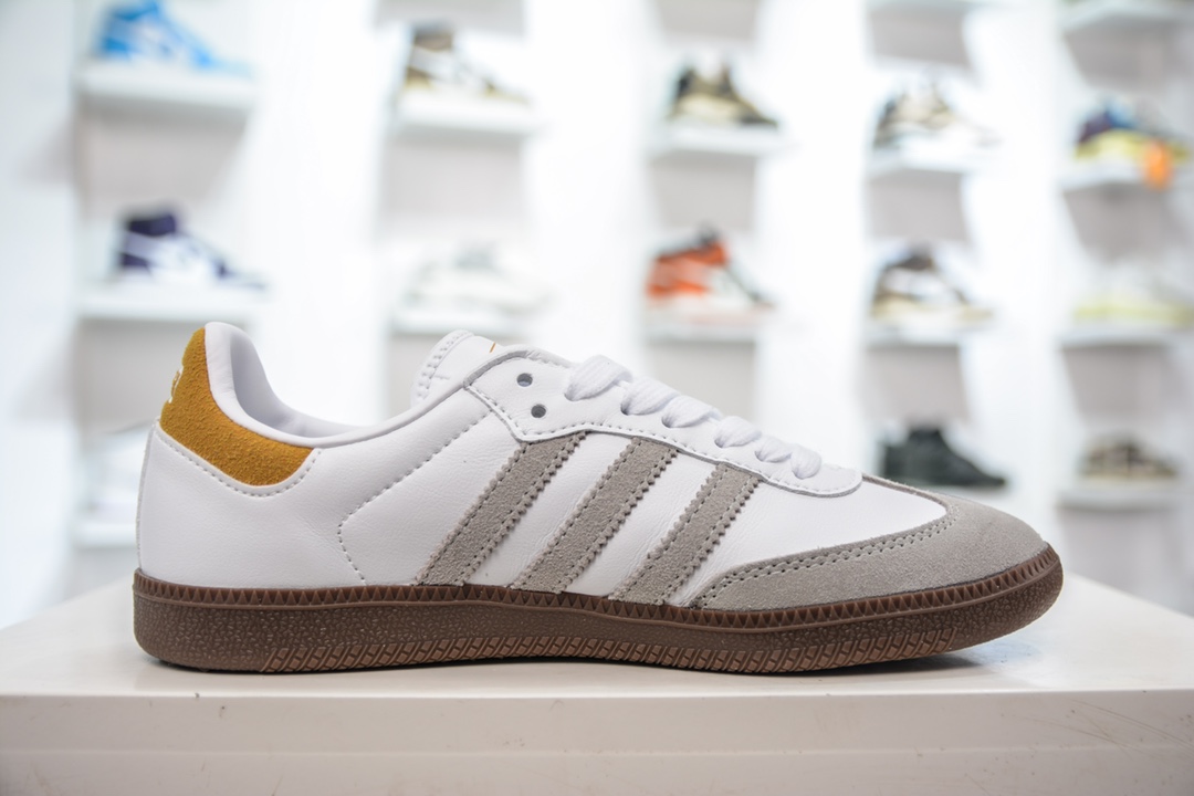 E Wales Bonner x Adidas Originals Samba white and orange bar samba training shoes IE4800