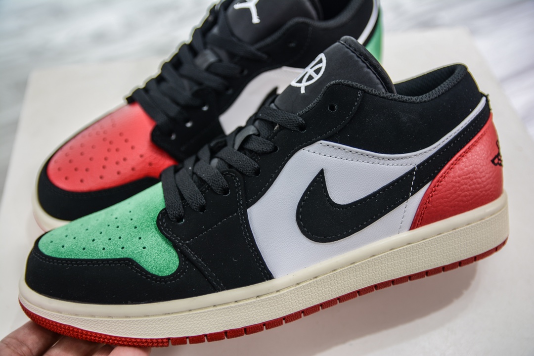 T original Air Jordan 1 Low black red green AJ1 Joe 1 low-top casual sneakers FQ6703-100