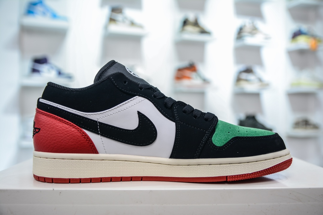 T original Air Jordan 1 Low black red green AJ1 Joe 1 low-top casual sneakers FQ6703-100