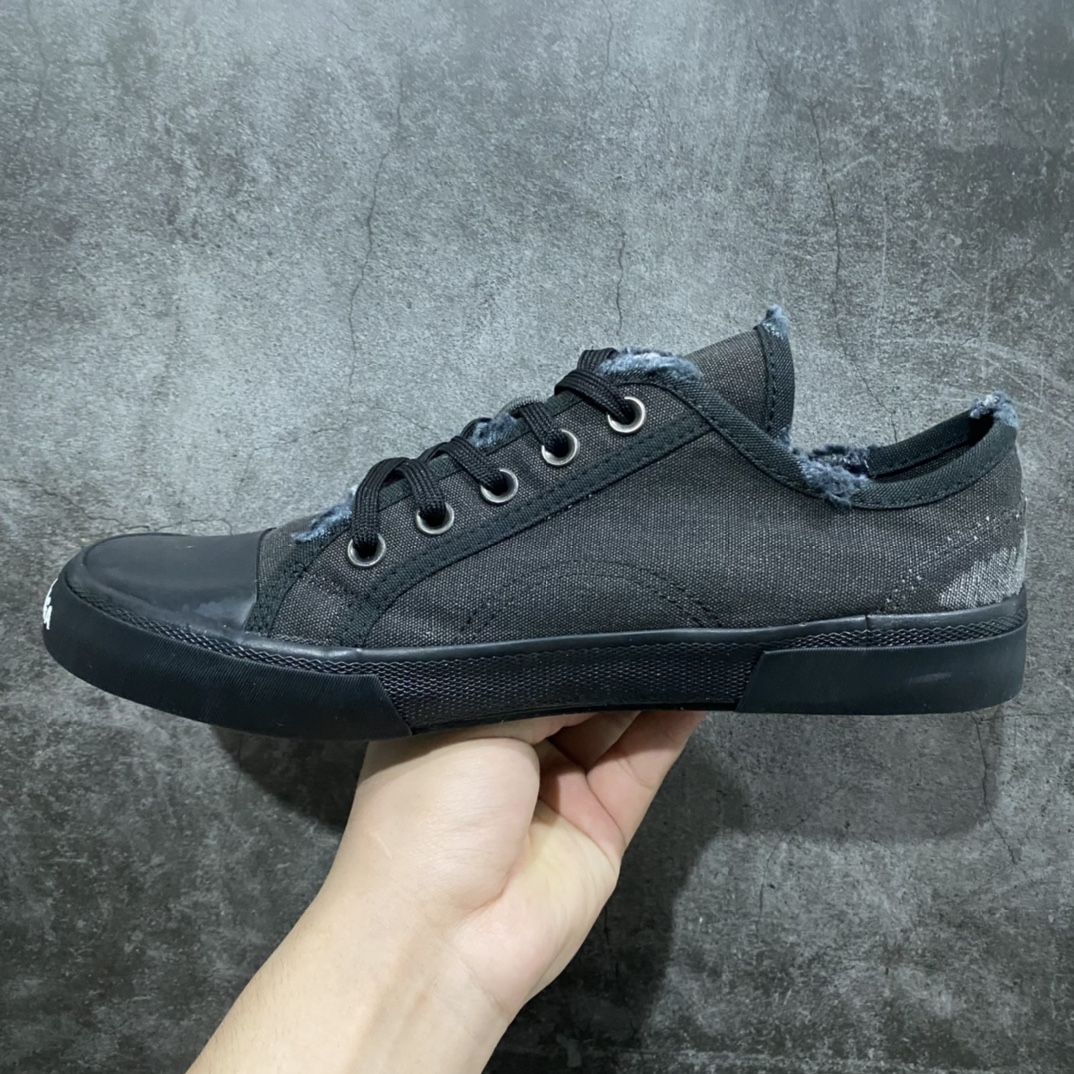 [OK version] BALENCIAGA PARIS 2022S worn and distressed casual canvas shoes all black