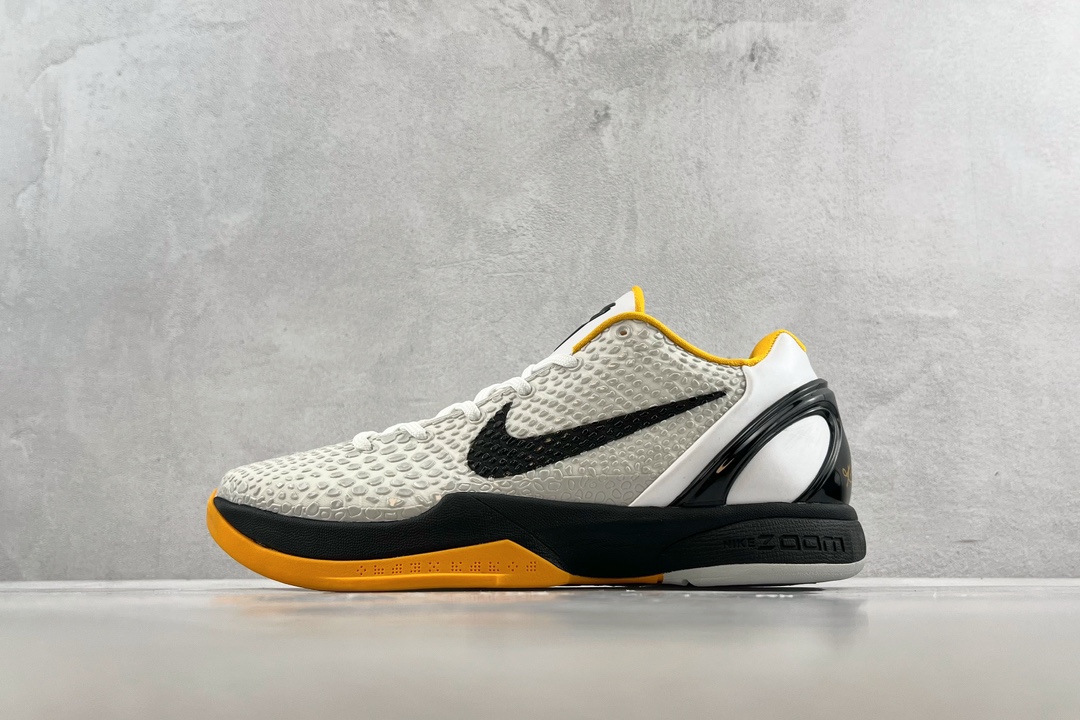 Zapatillas de baloncesto Kobe 6 Nike Zoom Kobe 6 Protro "White Del So" playoffs blanco, negro y amarillo N.º …