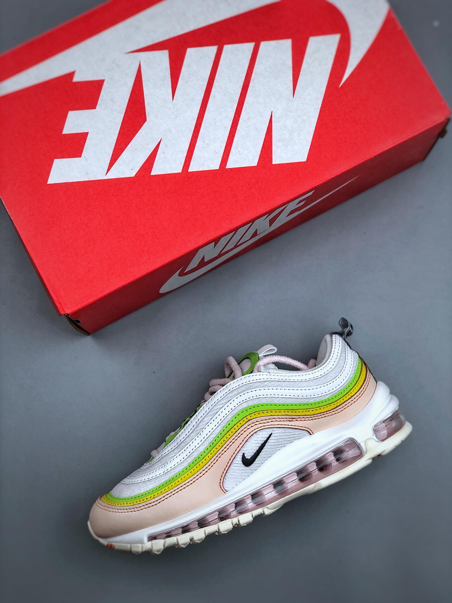 跑鞋, Nike Air Max 97, FD0870-100, Air Max 97 - 耐克 Nike Air Max 97 防滑耐磨 低帮 气垫缓震跑鞋 白黄 FD0870-100