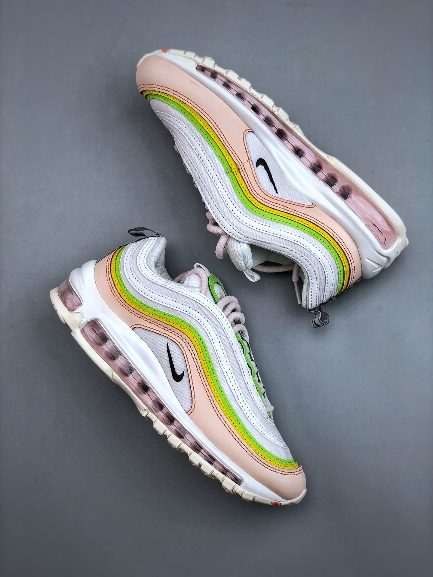 跑鞋, Nike Air Max 97, FD0870-100, Air Max 97 - 耐克 Nike Air Max 97 防滑耐磨 低帮 气垫缓震跑鞋 白黄 FD0870-100