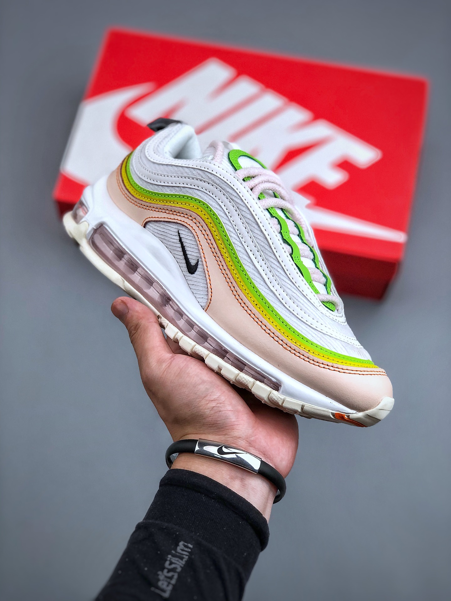 跑鞋, Nike Air Max 97, FD0870-100, Air Max 97 - 耐克 Nike Air Max 97 防滑耐磨 低帮 气垫缓震跑鞋 白黄 FD0870-100