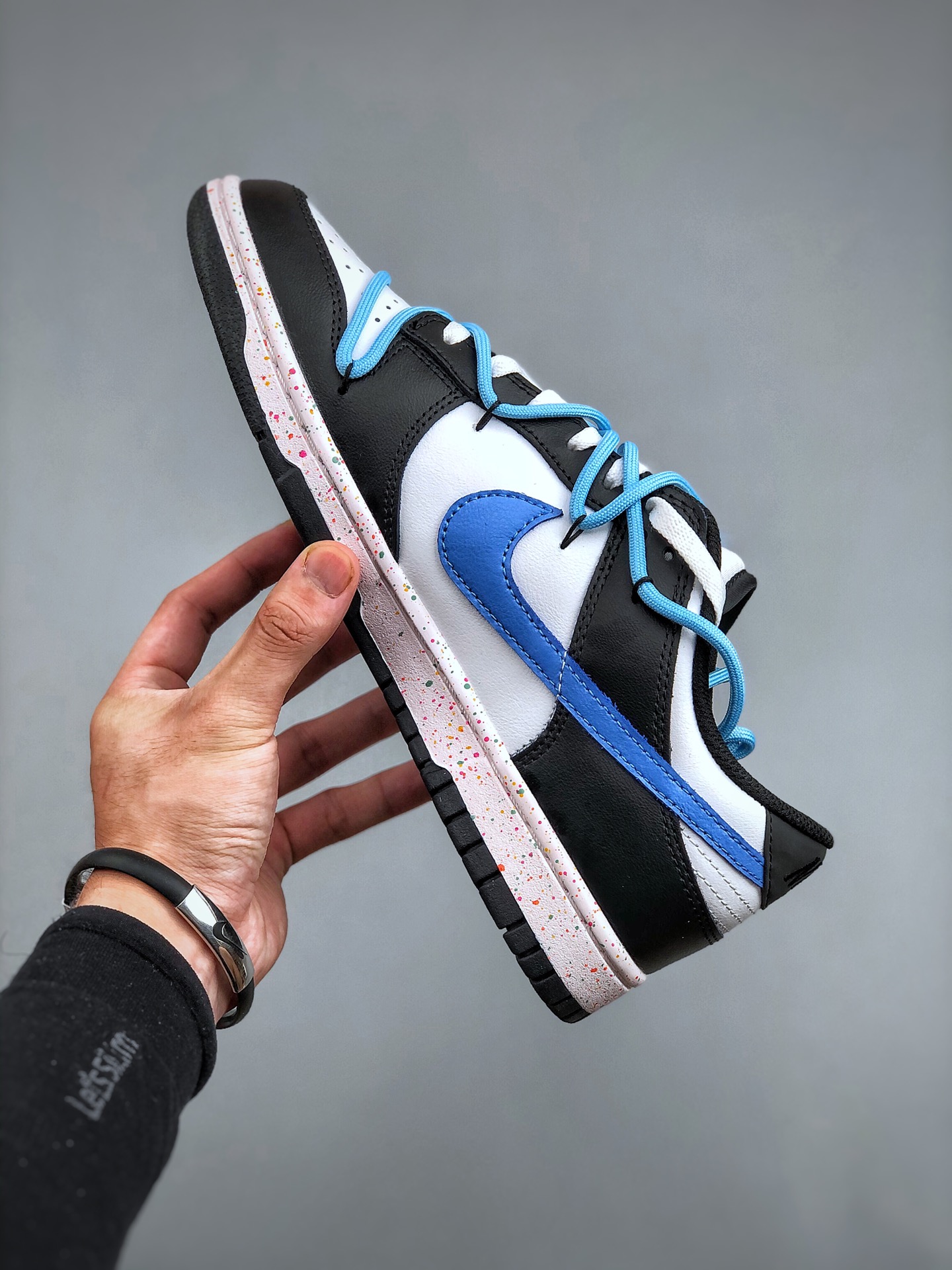 运动板鞋, 板鞋, Nike Dunk Low Multi-Color Swoosh, Nike Dunk Low, FD4623-137 - 耐克 Nike Dunk Low Multi-Color Swoosh 活力三勾 海盐蓝 防滑耐磨 低帮 休闲运动板鞋 女款 黑白蓝 FD4623-137