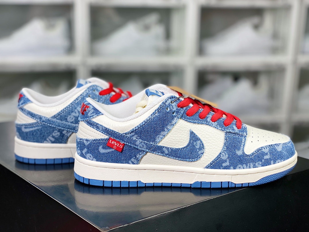 Dunk Low Retro SP dunk series low-top casual sports skateboard shoes ”splicing off-white red light blue jacquard denim” LE0021-002