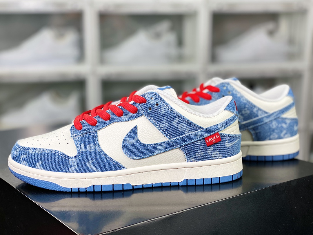 Dunk Low Retro SP dunk series low-top casual sports skateboard shoes ”splicing off-white red light blue jacquard denim” LE0021-002