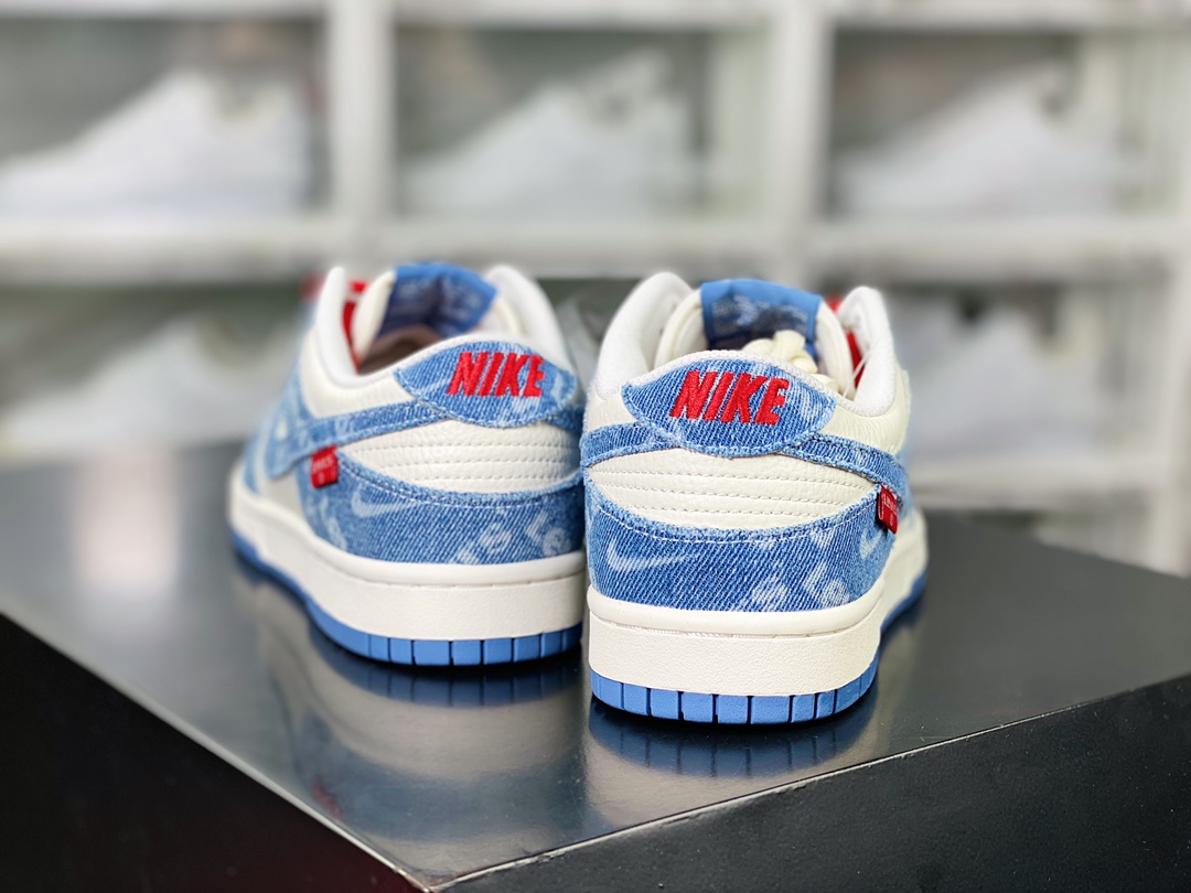 Dunk Low Retro SP dunk series low-top casual sports skateboard shoes ”splicing off-white red light blue jacquard denim” LE0021-002