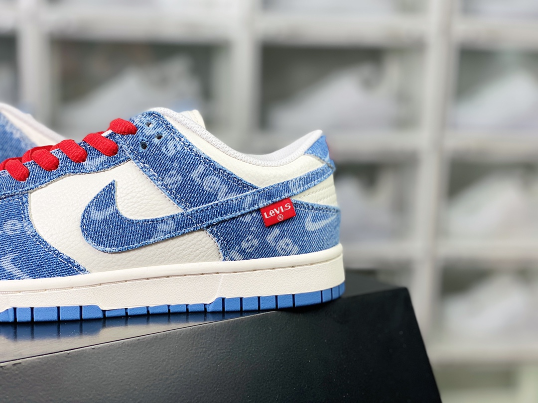 Dunk Low Retro SP dunk series low-top casual sports skateboard shoes ”splicing off-white red light blue jacquard denim” LE0021-002