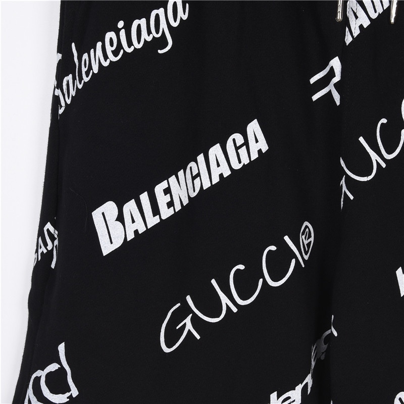 BalenciagaX Gucci 联名 logo弹幕满印短裤