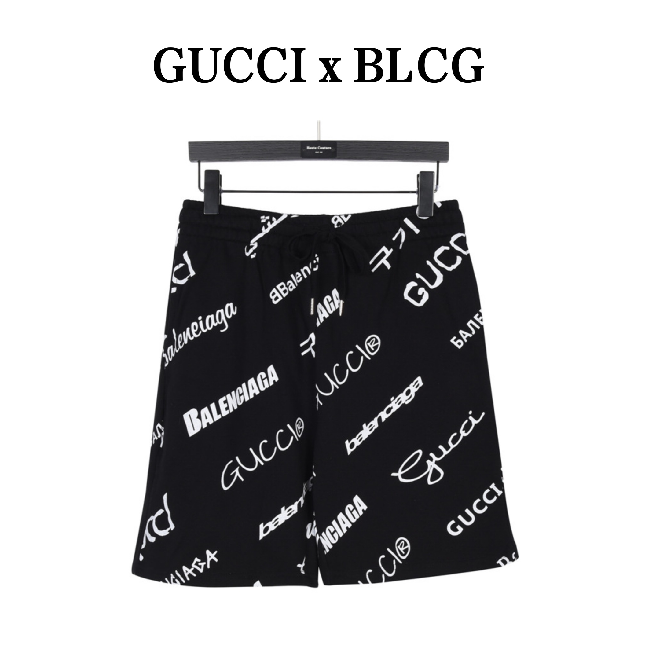 BalenciagaX Gucci 联名 logo弹幕满印短裤