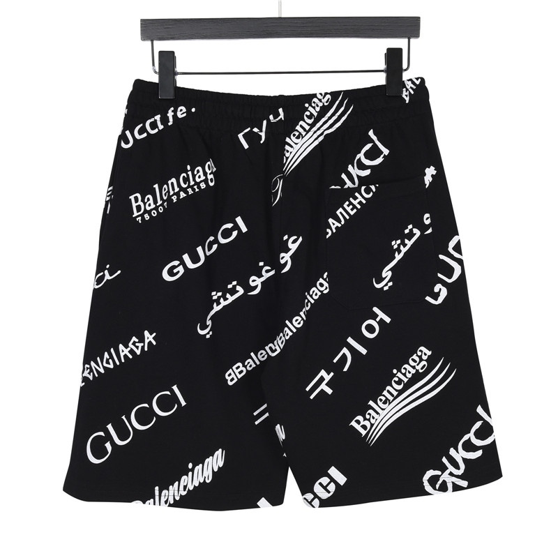 BalenciagaX Gucci 联名 logo弹幕满印短裤