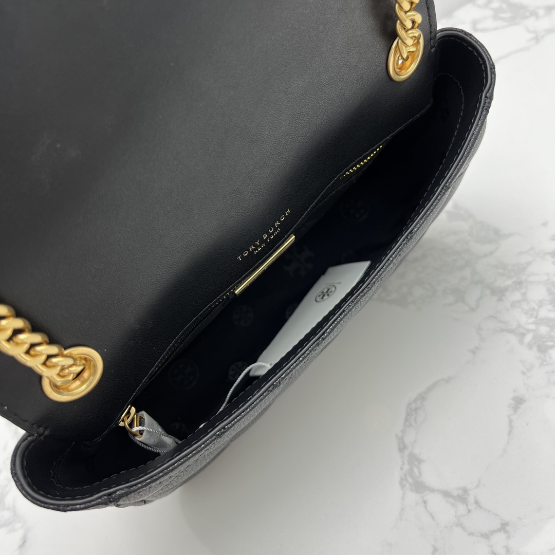 Tory Burch ～ToryBurch 87863 新款翻盖包 单肩斜挎盖头包 植鞣牛皮 磨砂金色五金