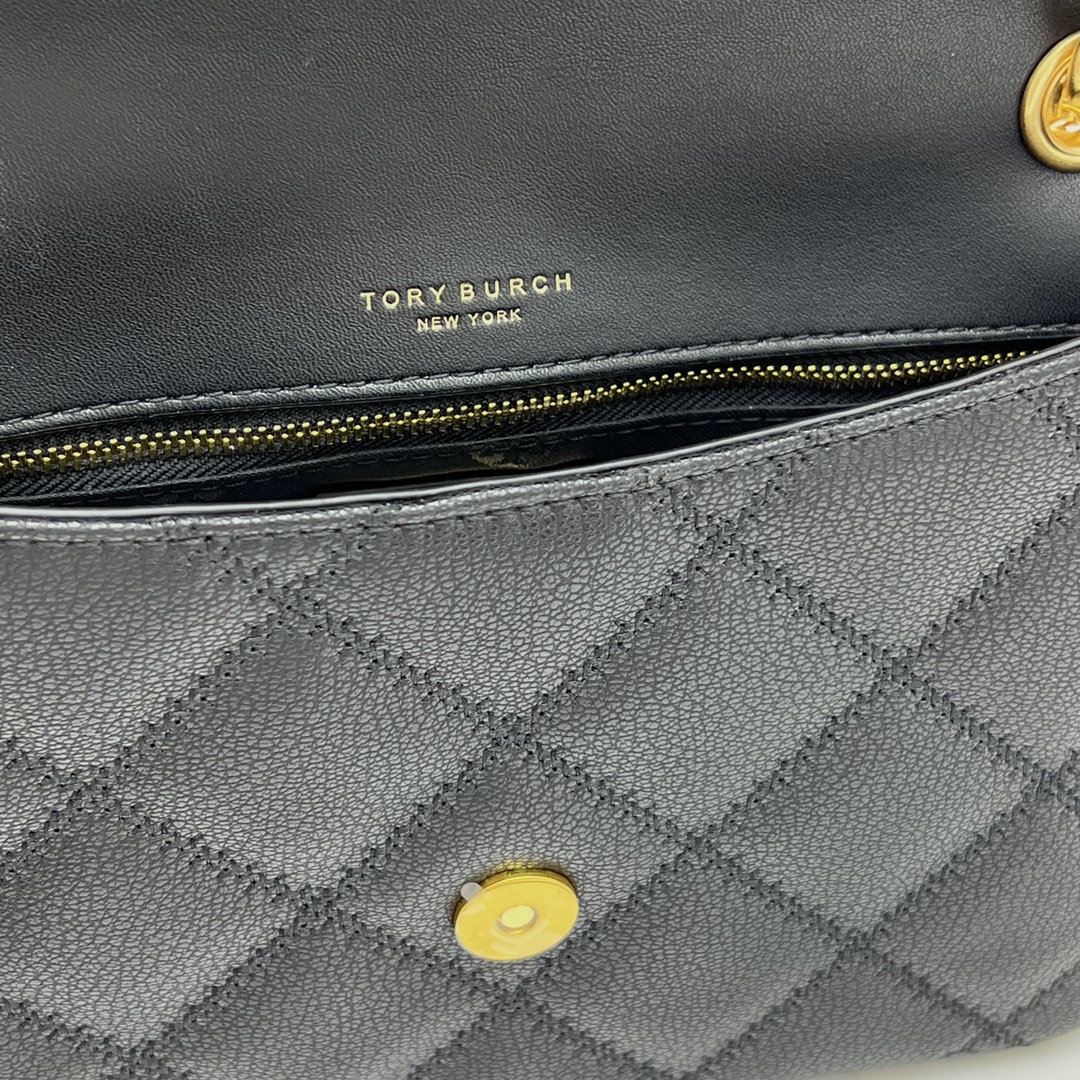 Tory Burch ～ToryBurch 87863 新款翻盖包 单肩斜挎盖头包 植鞣牛皮 磨砂金色五金