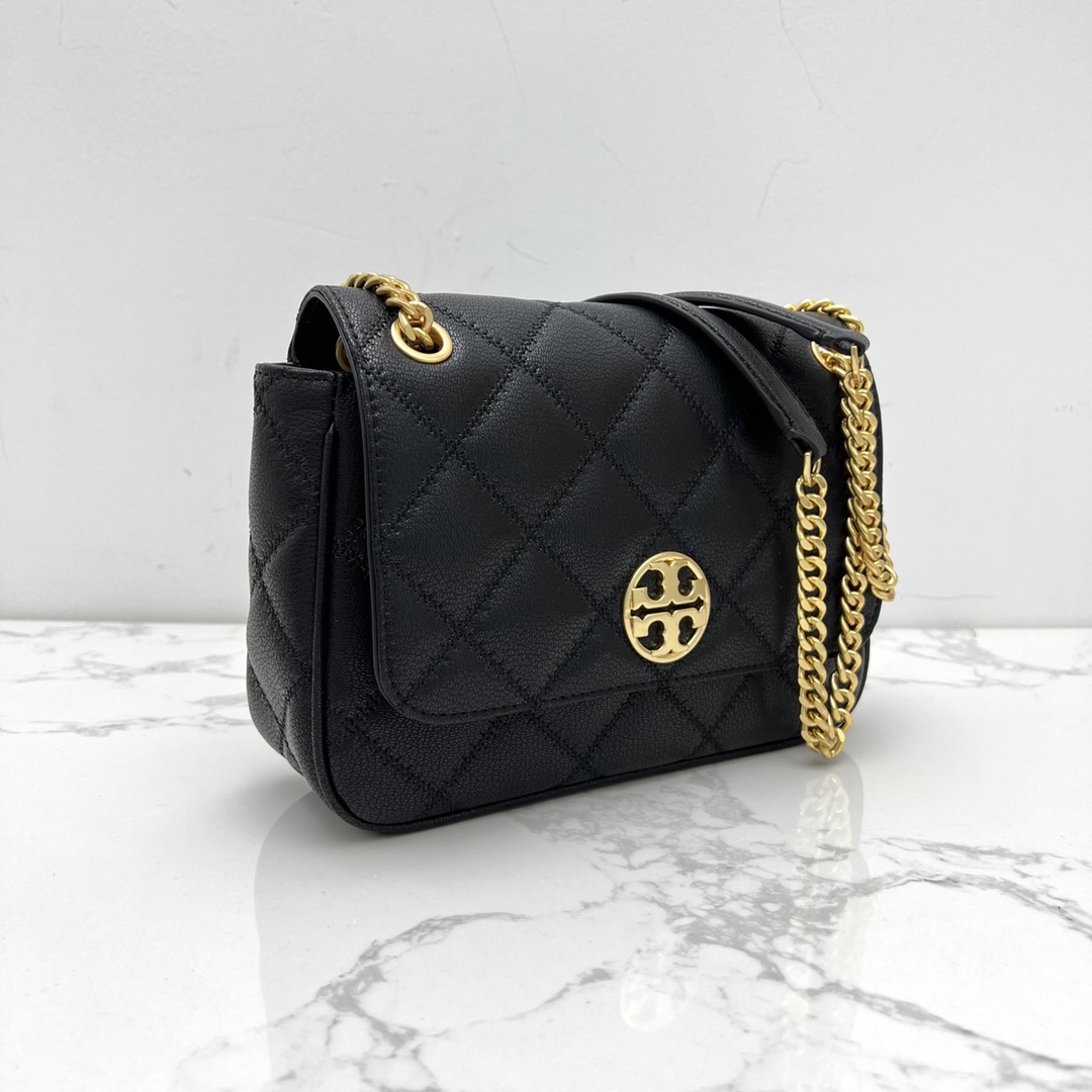 Tory Burch ～ToryBurch 87863 新款翻盖包 单肩斜挎盖头包 植鞣牛皮 磨砂金色五金