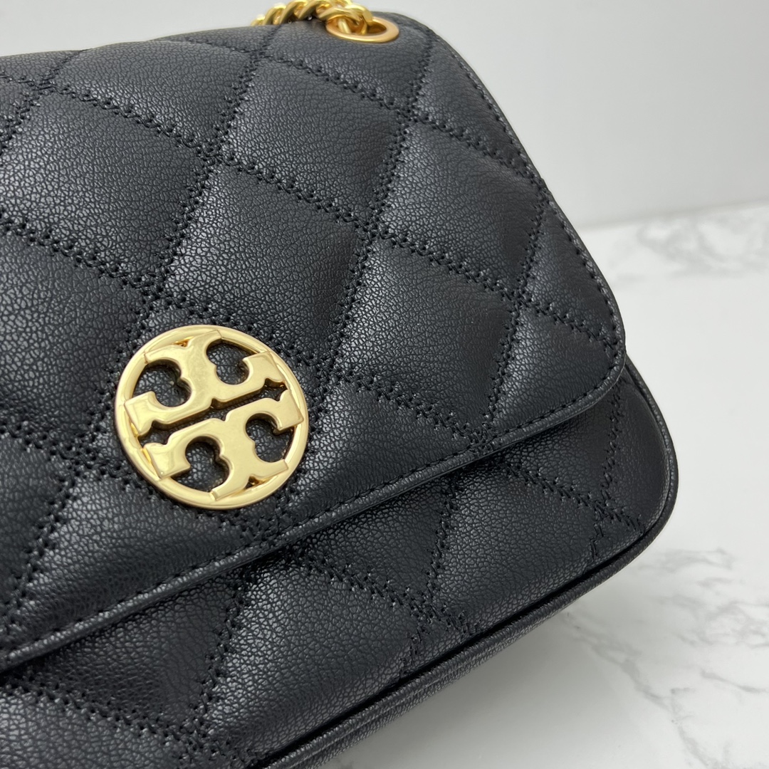 Tory Burch ～ToryBurch 87863 新款翻盖包 单肩斜挎盖头包 植鞣牛皮 磨砂金色五金