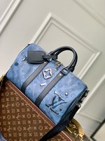 Louis Vuitton LV Keepall Handbags Travel Bags Blue Dark Canvas Fabric M22573