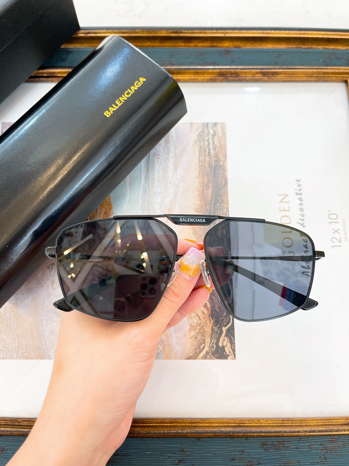Balenciaga Sunglasses Metal Square Frame