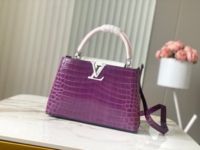 Louis Vuitton LV Capucines 7 Star Bags Handbags Purple Crocodile Leather Goat Skin Sheepskin N93419