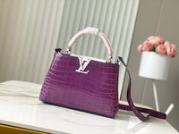 Louis Vuitton LV Capucines Bags Handbags Purple Crocodile Leather Goat Skin Sheepskin N93163