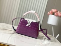 Designer Fake
 Louis Vuitton LV Capucines Bags Handbags Purple Crocodile Leather Goat Skin Sheepskin Mini N94227