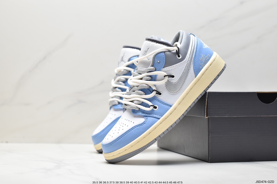 200 Air Jordan 1 Low 绑带白黑蓝 553560-062