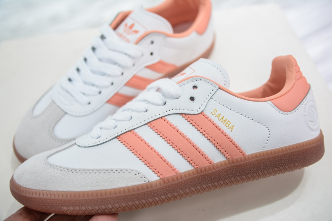 E Wales Bonner x Adidas Originals Samba white and orange color IG5932