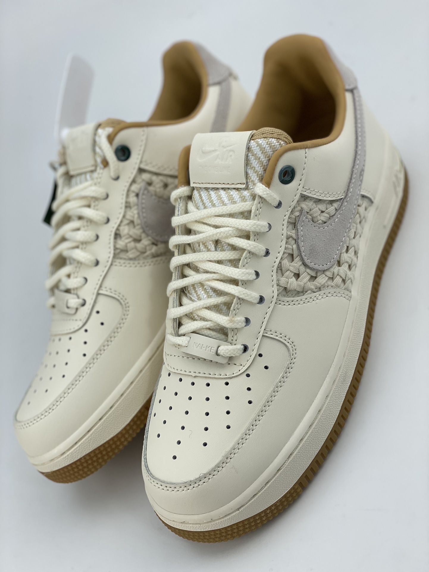 Nike Air Force 1 Low 07 woven bamboo rice white brown FN0369-101