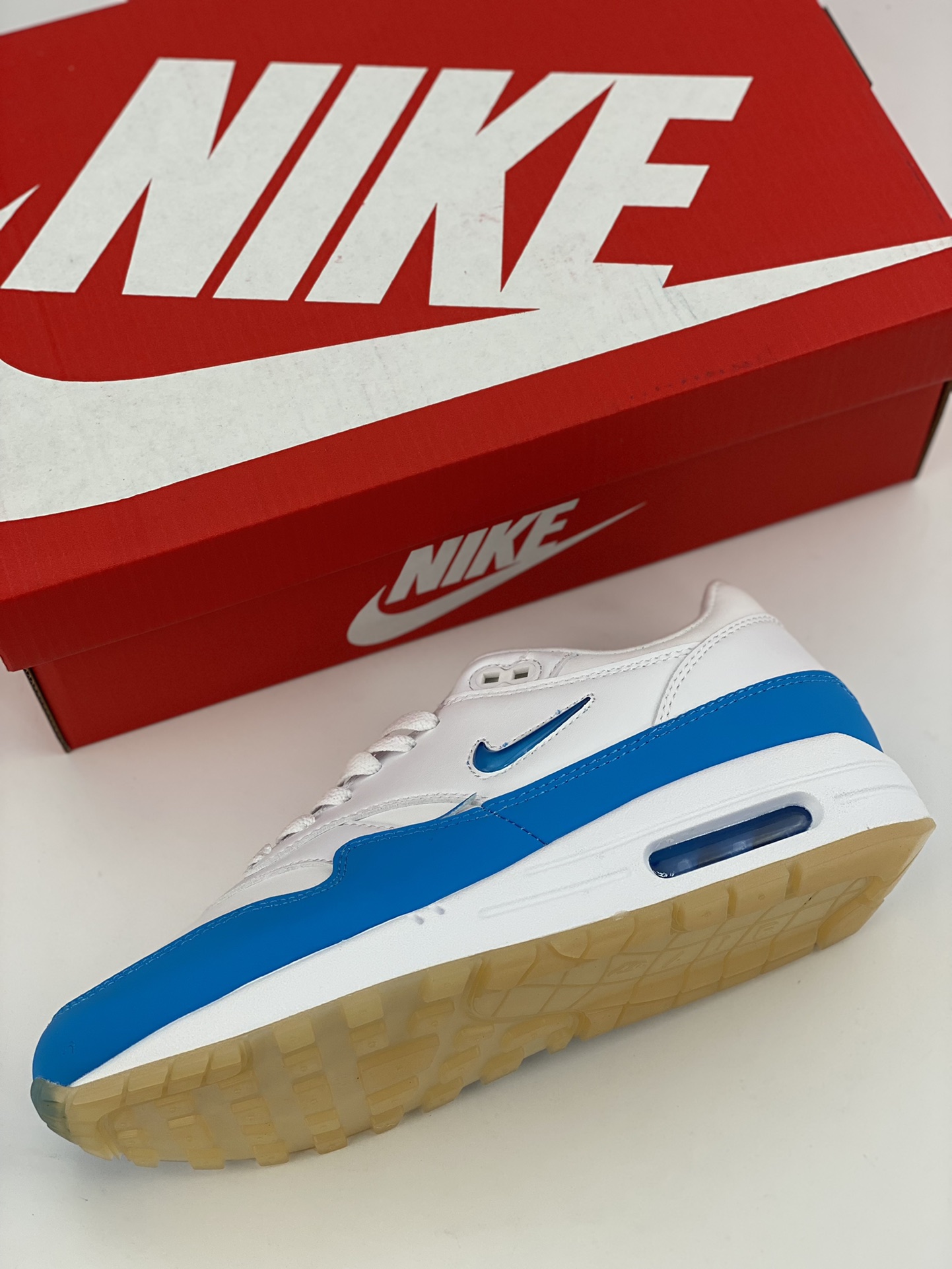 Nike Air Max 1 JW replica white and blue pure original version retro casual running shoes 918354-102