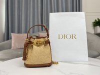 Dior Handbags Bucket Bags Gold Cowhide Raffia Fall Collection Chains