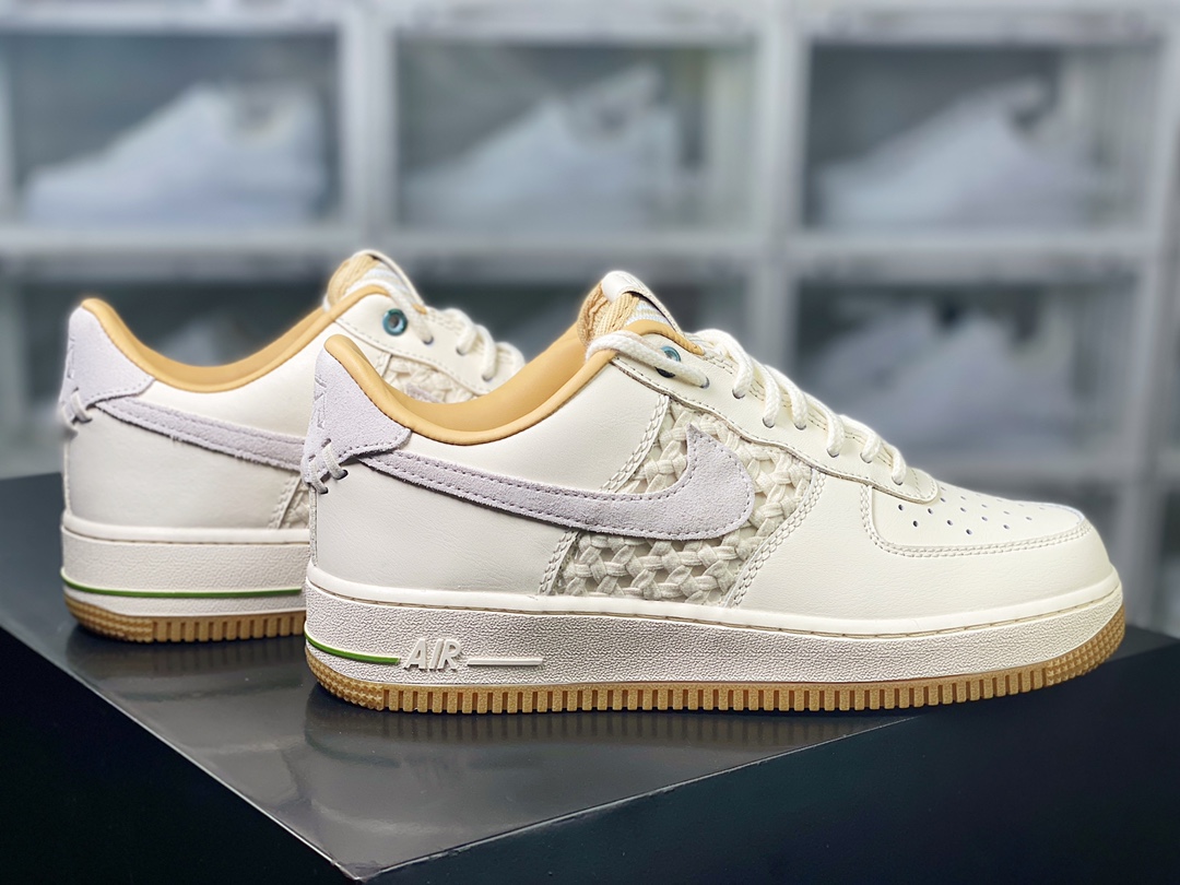 Air Force 1'07 Low Premium ”NAI-KE Sail” Air Force 1 classic low-top sneakers ”woven bamboo rice white brown” FN0369-101