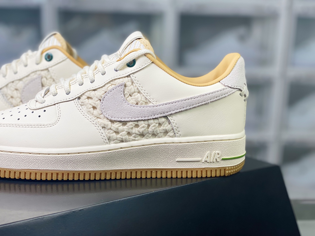 Air Force 1'07 Low Premium ”NAI-KE Sail” Air Force 1 classic low-top sneakers ”woven bamboo rice white brown” FN0369-101