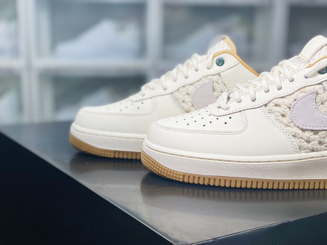 Air Force 1'07 Low Premium ”NAI-KE Sail” Air Force 1 classic low-top sneakers ”woven bamboo rice white brown” FN0369-101