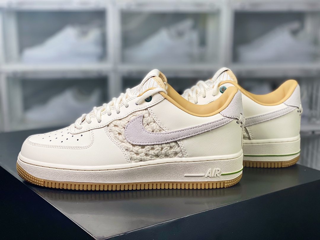 Air Force 1'07 Low Premium ”NAI-KE Sail” Air Force 1 classic low-top sneakers ”woven bamboo rice white brown” FN0369-101