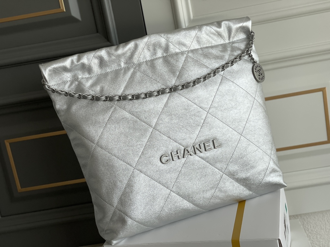 🌼现货 白金版▪️正品级 包装如图全新现货‼️超级火爆𝟮𝟮𝗕𝗮𝗴中号𝗖𝗵𝗮𝗻𝗲𝟭 𝟮𝟮包购物袋 𝟐𝟑𝐏新