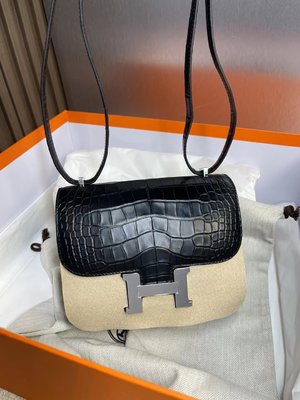 Hermes Constance Crossbody & Shoulder Bags First Top
 Black Silver Hardware