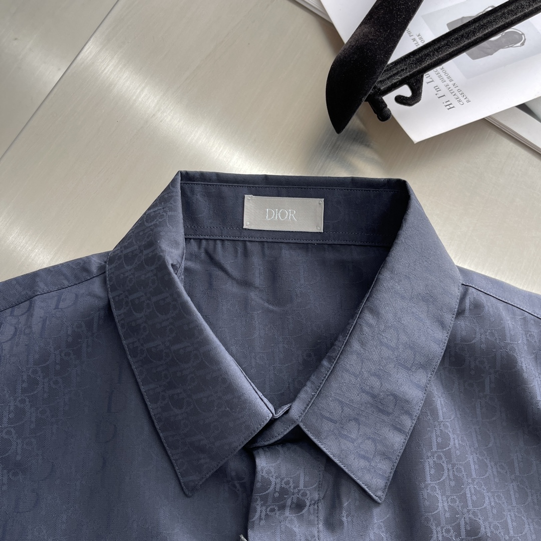 Celine Men's Classic Flower Series Silk Long Sleeve Shirt - Navy Blue 3 i1687255494 326 0